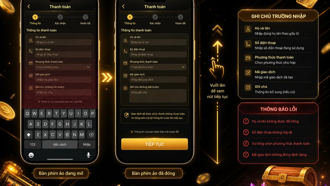 Nút Tiếp Tục Có Dễ Thấy? Đánh Giá Bàn Phím Ảo Trên Trang Thanh Toán au88 Mobile