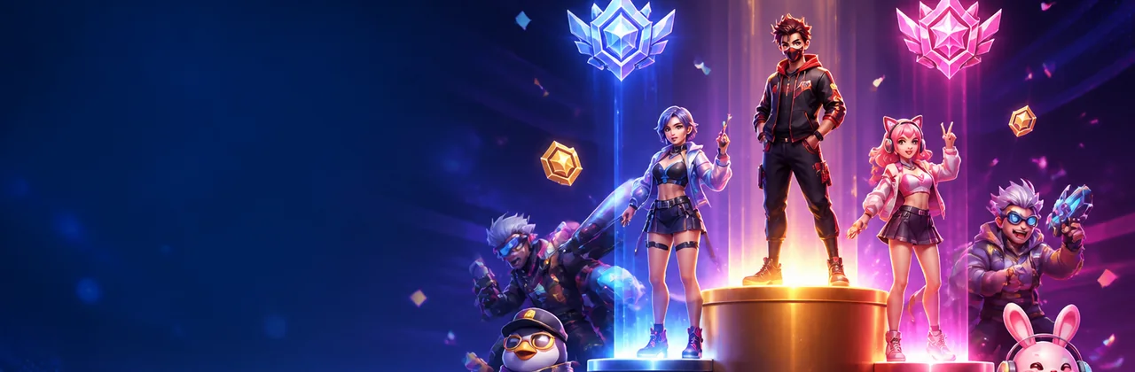 Bục xếp hạng neon và avatar cộng đồng